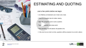 LiftERP Webinar - Estimating and Quoting